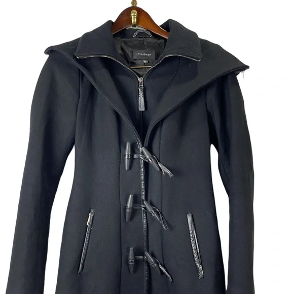 Mackage Steffy flat  black wool coat with toggle closures - Picture 3 of 14